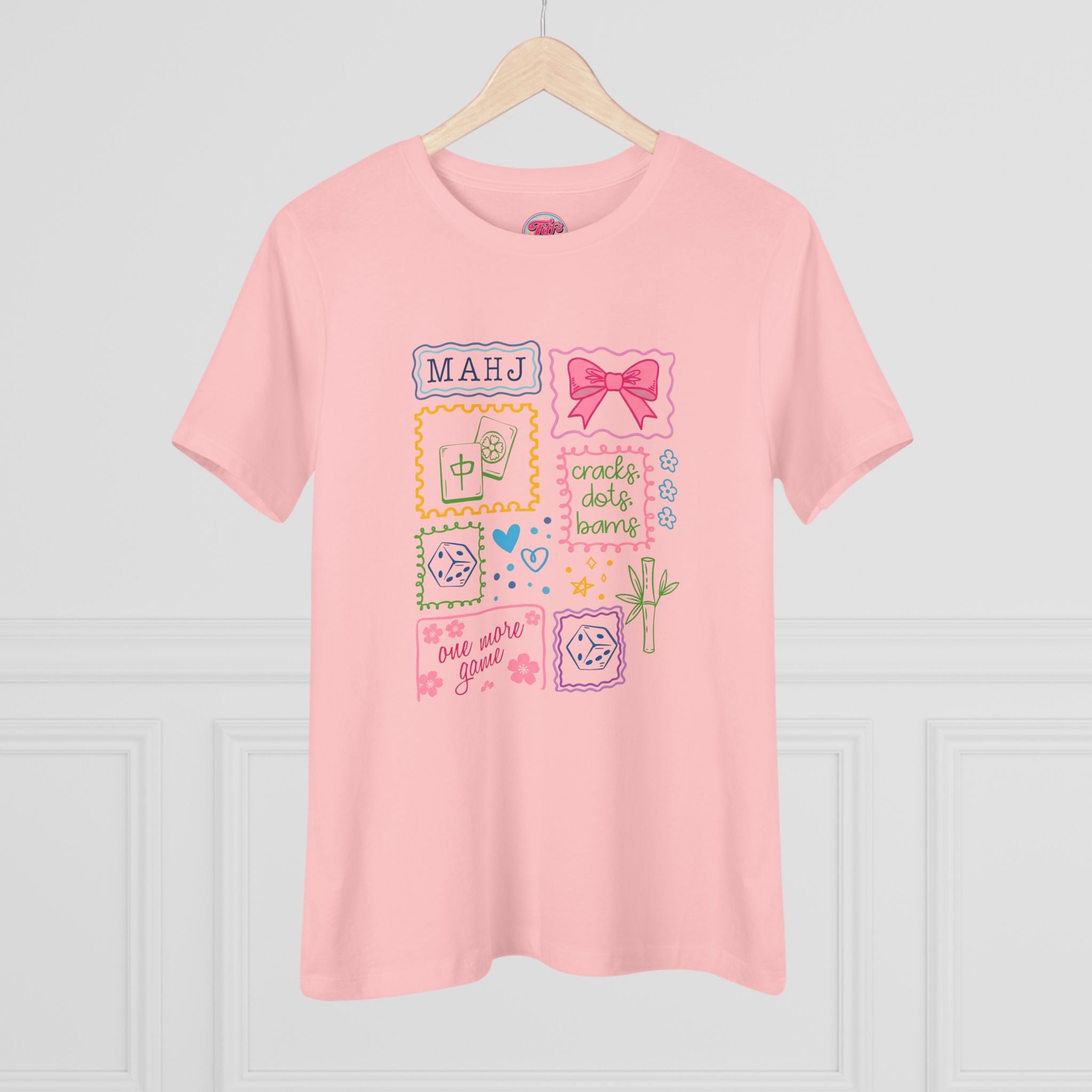 Just A Girl Who Loves Mahjong Graphic Tee — Cute Pastel Mahjong Tiles & Bow Women's T-Shirt