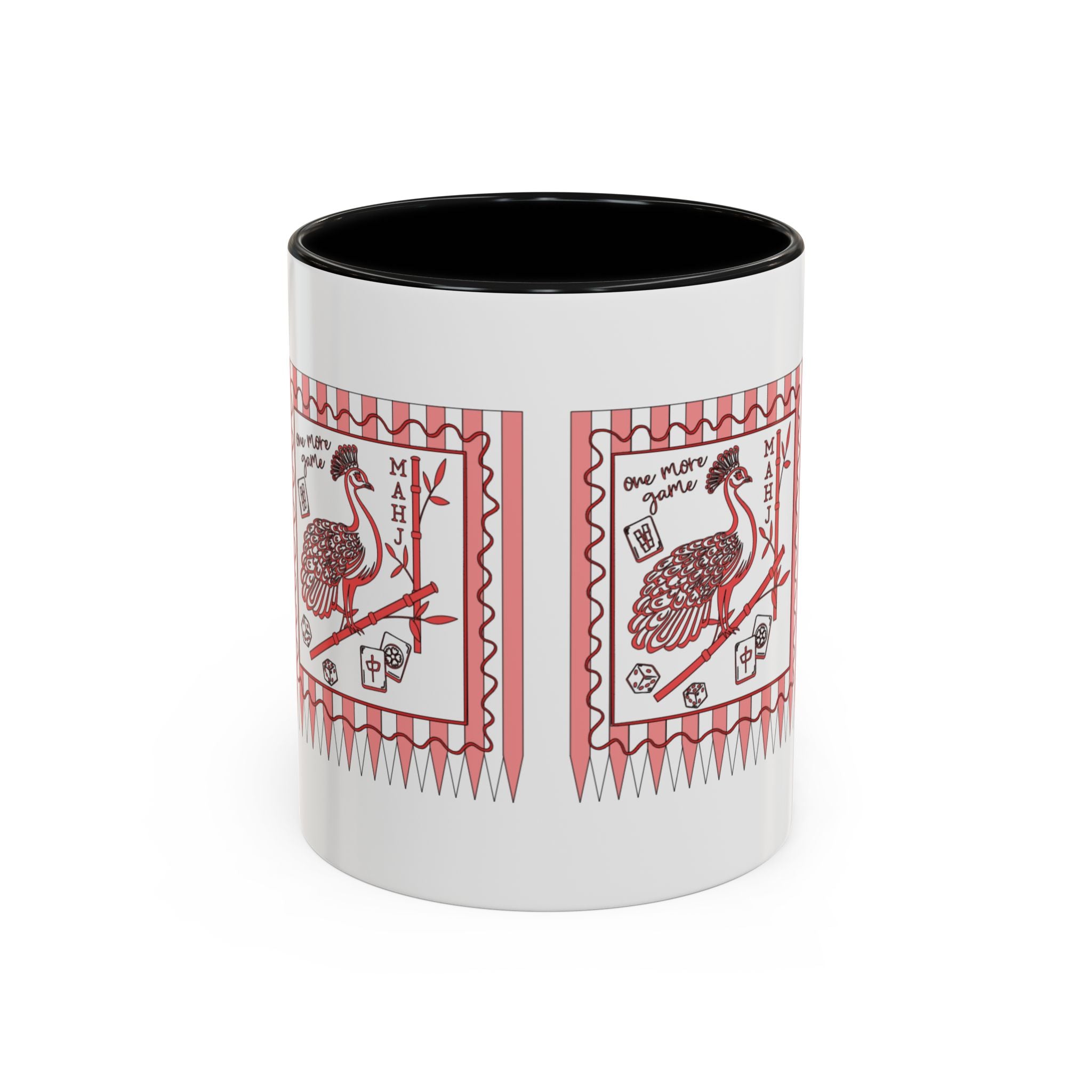 Mahjong Queen Accent Coffee Mug – Retro Tile Design, 11 oz
