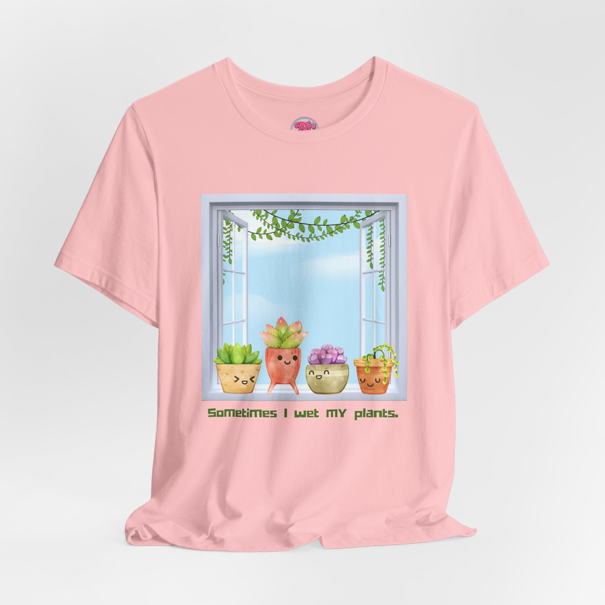 Plant Lover Tee — "Sometimes I Wet My Plants" Cute Succulent Graphic T-Shirt