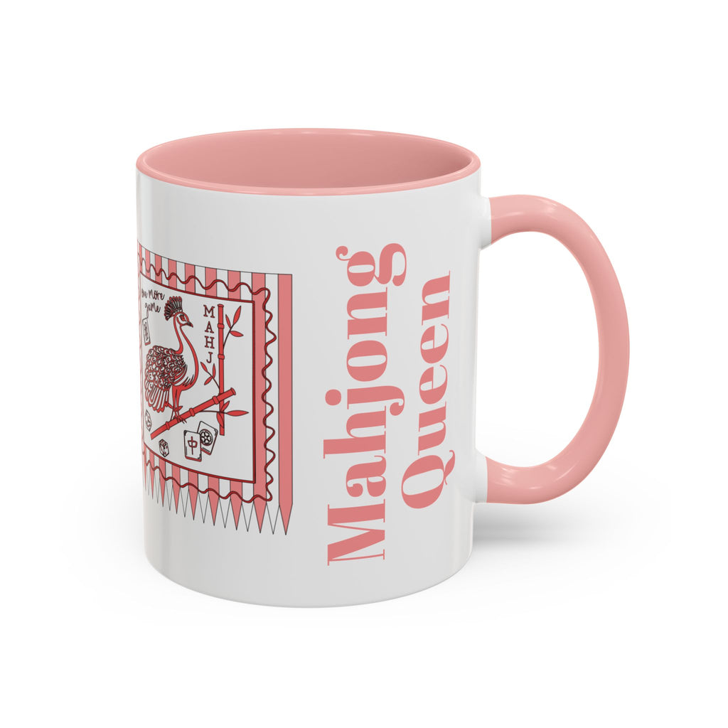 Mahjong Queen Accent Coffee Mug – Retro Tile Design, 11 oz