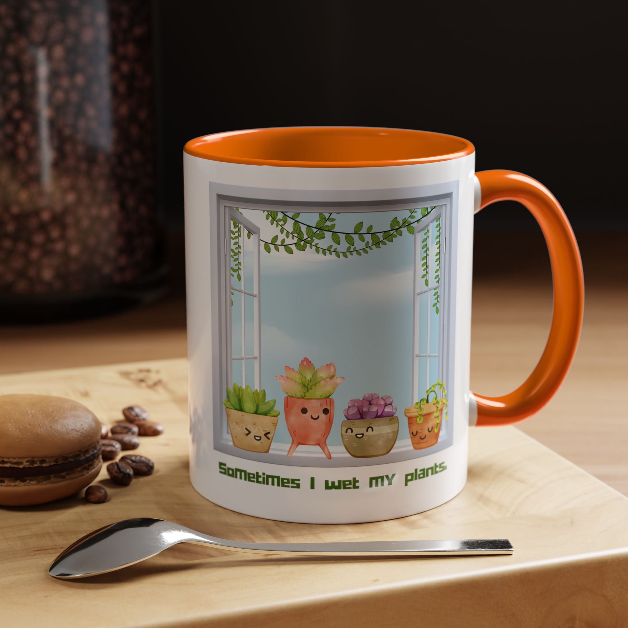 Succulent Window Mug — "Sometimes I Wet My Plants" Cute Plant Lover Coffee Cup