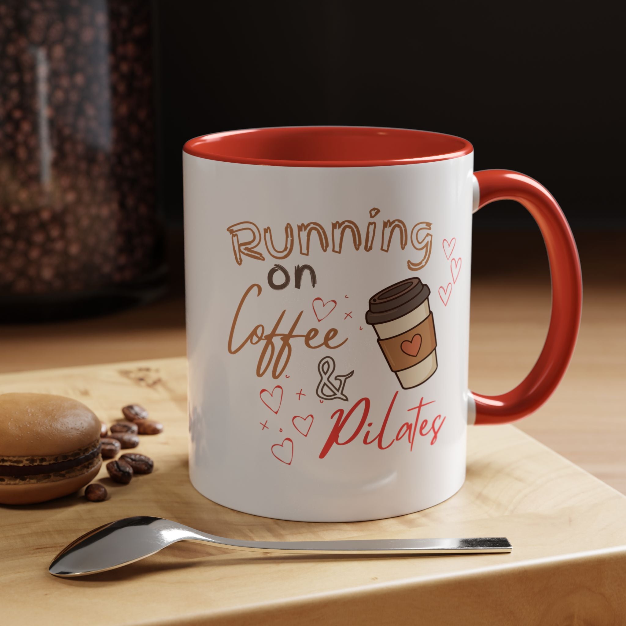 Coffee & Pilates Mug — “Running on Coffee & Pilates” Accent Coffee Cup