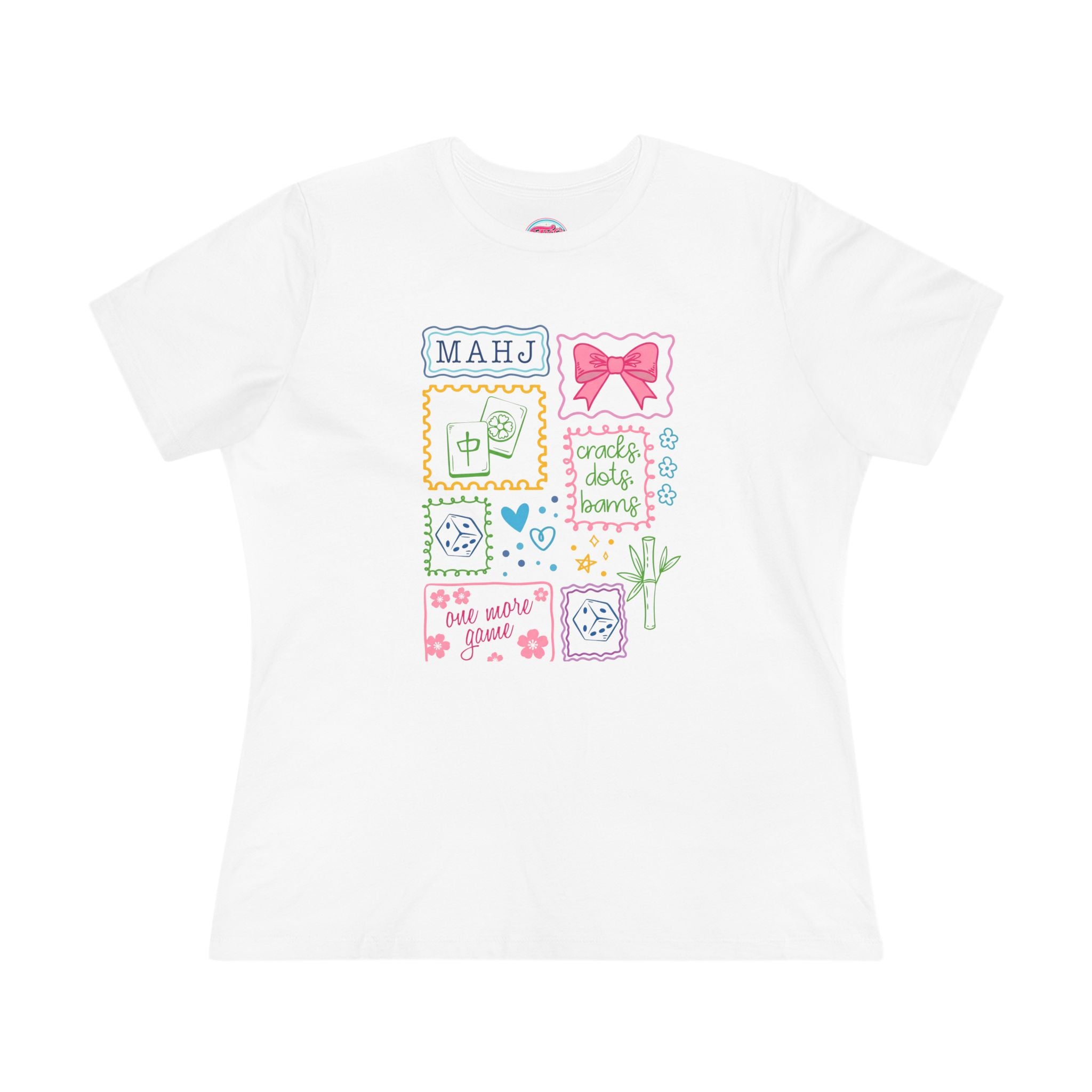 Just A Girl Who Loves Mahjong Graphic Tee — Cute Pastel Mahjong Tiles & Bow Women's T-Shirt