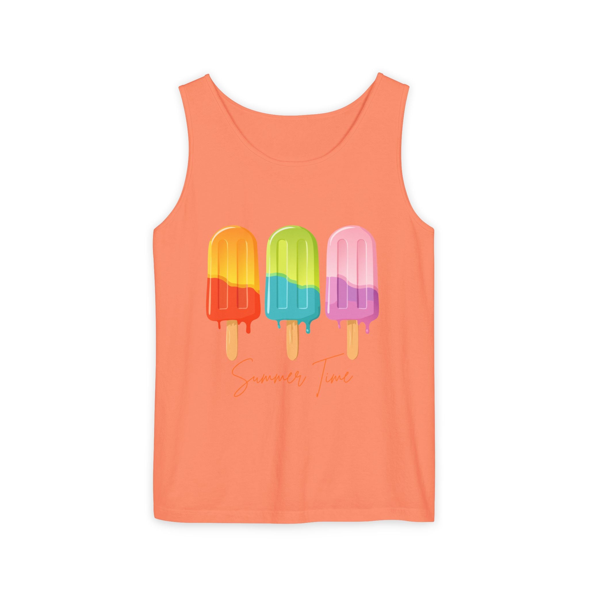 Popsicle Summer Tank Top — "Summer Time" Colorful Ice Pop Graphic
