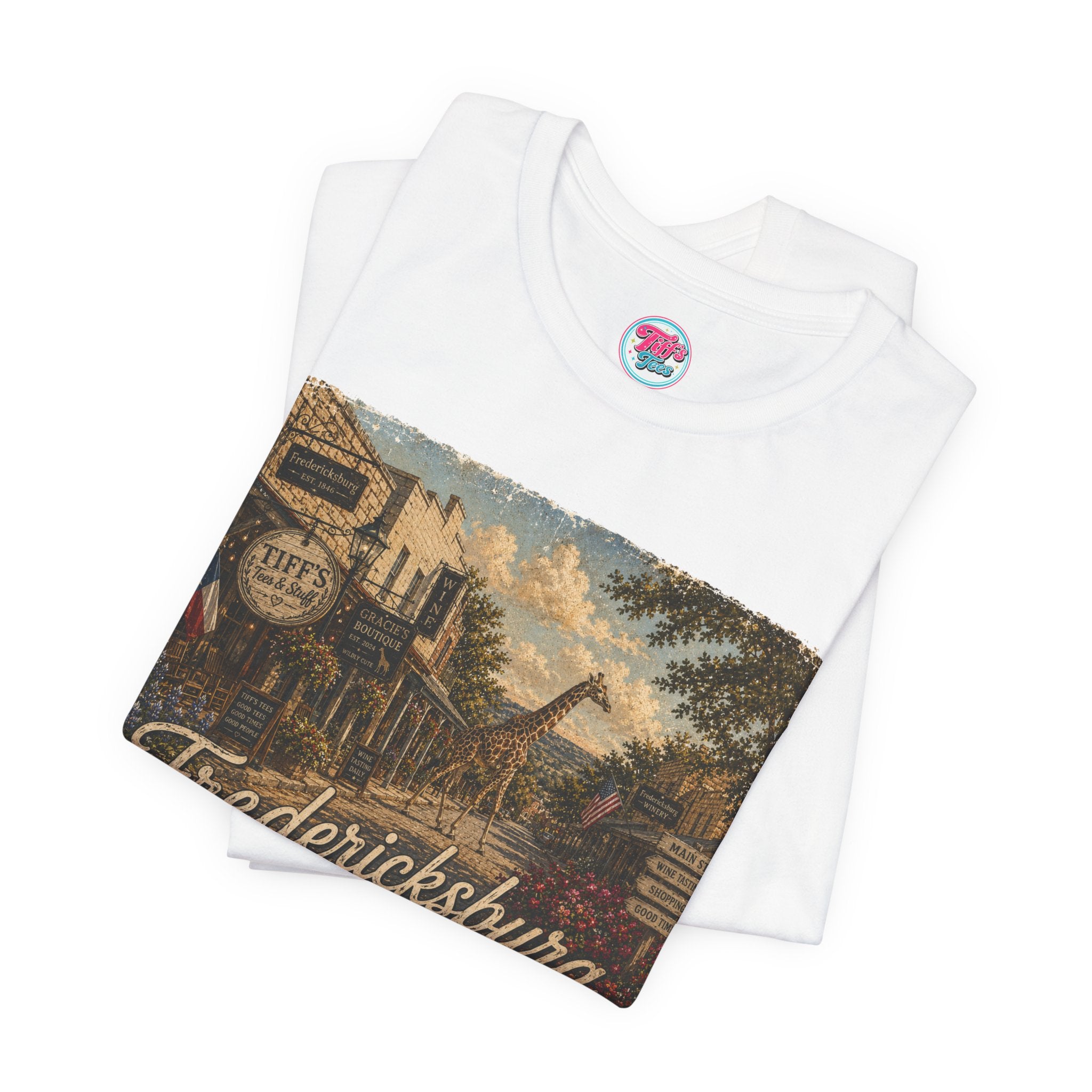 Fredericksburg Texas Vintage Scene Tee featuring Gracie