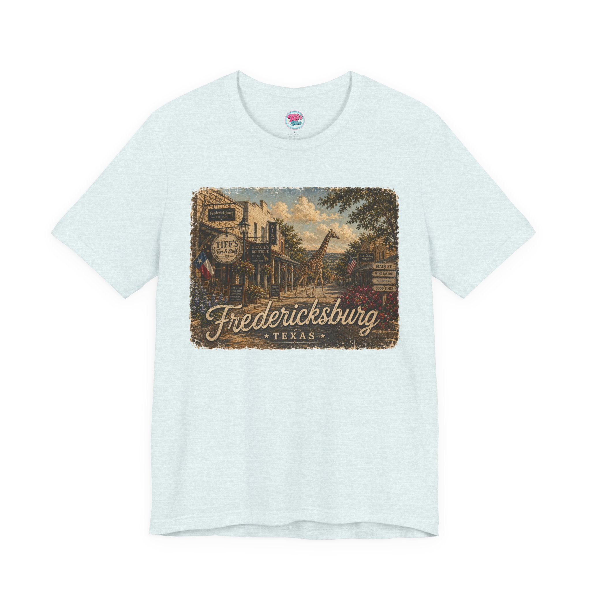 Fredericksburg Texas Vintage Scene Tee featuring Gracie